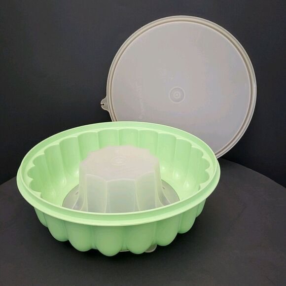 Tupperware Jello Mold Ring 3 pc Mint Green Lid 6 Cup Jel-N-Serve 1201 1202 1203 - Picture 15 of 15
